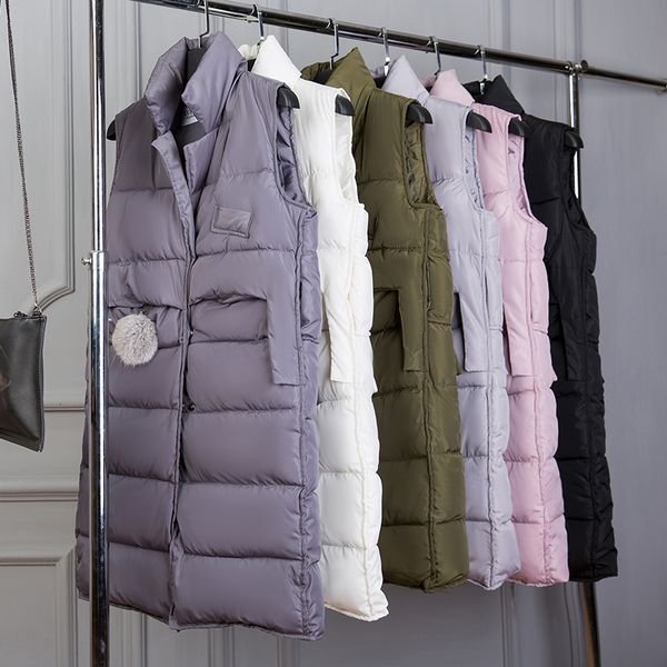 

new fashion autumn winter jacket women long down vest coat warm thick sleeveless waistcoat female cotton padded vest parkas 1432, Black;white