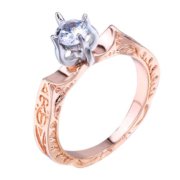 

new gold color white cz zircon wedding rings for women fashion lotus flower flame rhiestone engagement ring sj, Silver