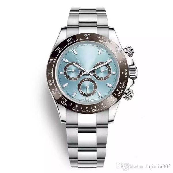 

7 tyle men 39mm automatic watch mechanical crown watch tainle teel blue dial wri twatch clock date ceramic bezel watch