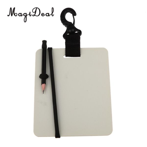 

magideal scuba swimming diving dive underwater writing silicone slate board with swivel clip and pencil accessory