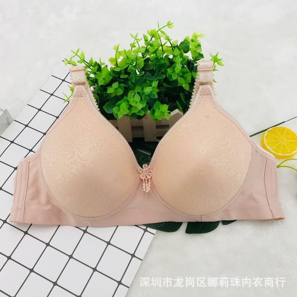 

new products special offer non-steel ring three buckle bra women's boneless bra underwear middle-aged, Red;black