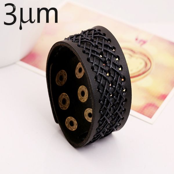 

3um new pattern charm bracelet bracelet vintage men for men 21.5cm, Black