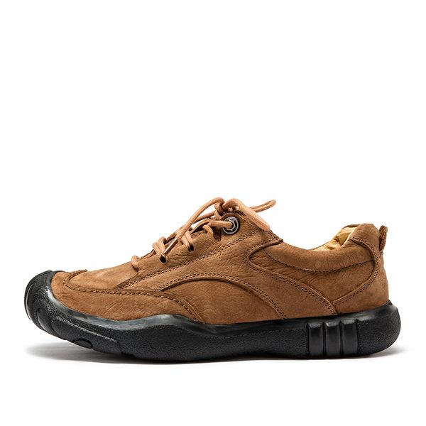 

outdoor retro flats summer loafers men genuine leather fashion mens shoes genuine leather handmade outdoor luxury shoes nice new, Black