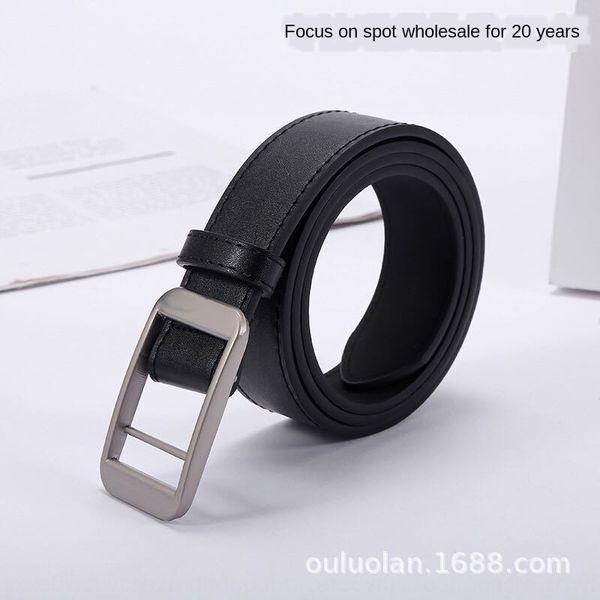 

women's square buckle women's trousers square buckle all-match fashion belt youth students' trousers belt, Black;brown