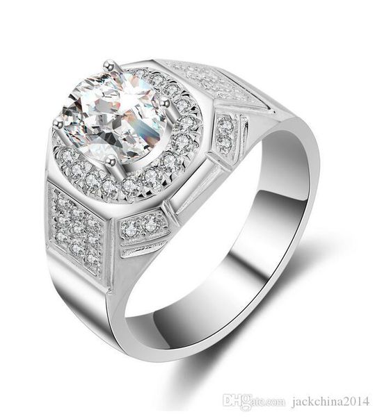 

2017 new arrival luxury jewelry 925 sterling silver ovial pave white z gemstones cz diammon men ring for lover's gift size 8-13