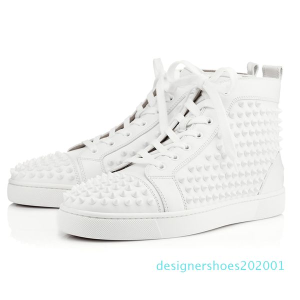 

2019 designer sneakers red bottom shoe low cut studded spikes luxury for men and women shoes party wedding crystal leather sneakers d01, Black