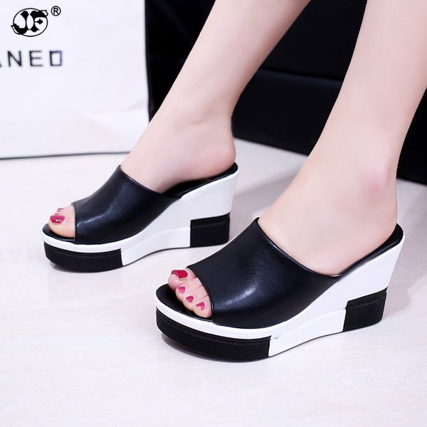 

2019 summer flip flops beach slippers gladiator flats women casual shoes platform wedge chaussure femme zapatos mujer 778k, Black