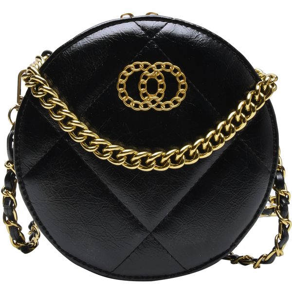 

191117 ivog new arrival everyday female small black messenger crossbody handbag chain geometric round bags for women 2019