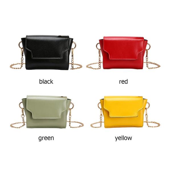 

solid color women shoulder messenger bag pu leather chain crossbody bags