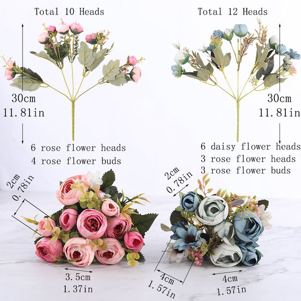 Acheter Nouveau Plantes Simulées Soie Diy Daisy Camélia Fleurs Artificielles Petite Rose Mariée Bouquet De Noël Parti Décoration Fleurs De Mariage