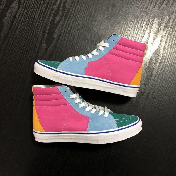 

brandclassic star luxury men's shoes women's shoes color splicing couples leisure lotte canvas shoes high shoe quality good box pa, Black