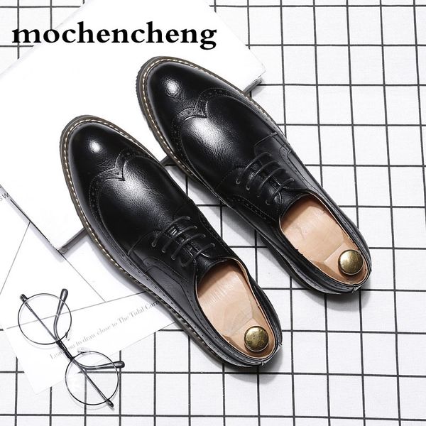 

мужская высота увеличение зашнуровал brogue кожаной обуви дышащей комфортная официально платье обуви для бизнеса партии подарка для отца, Black