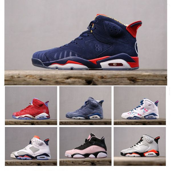 

2019 jumpman 6 sports basketball shoes white black red blue pink 6s breathable designer athentic sneakers for men women 36-47