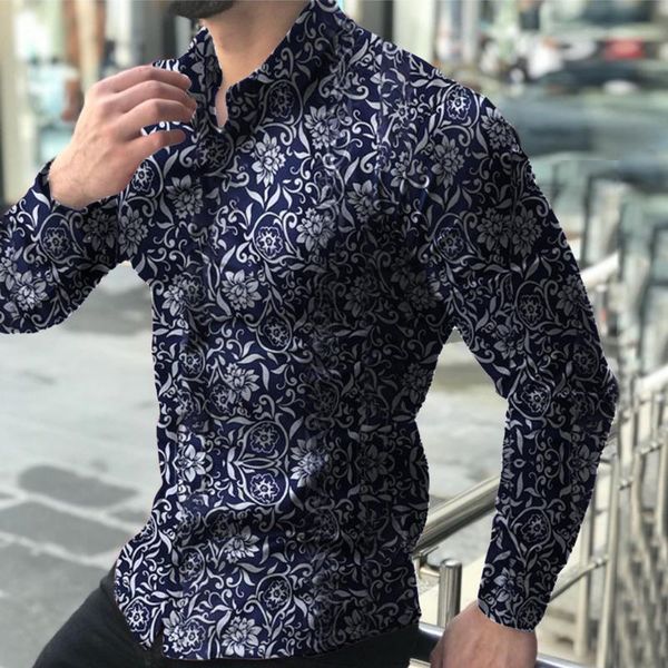 

autumna men shirt long sleeve europe style slim fit shirt men floral button blouse male camisas hombre, White;black