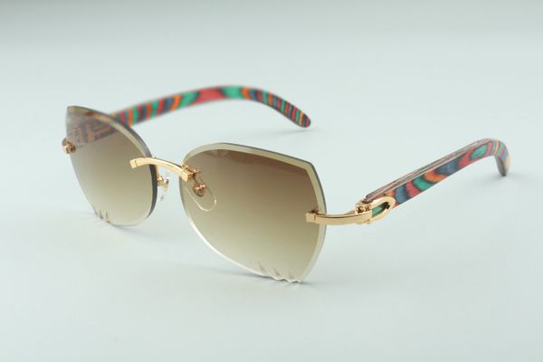 

2019 a3524017-6 trimming cutting lenses sunglasses, natural peacock wooden temples glasses, size: 18-135mm, White;black