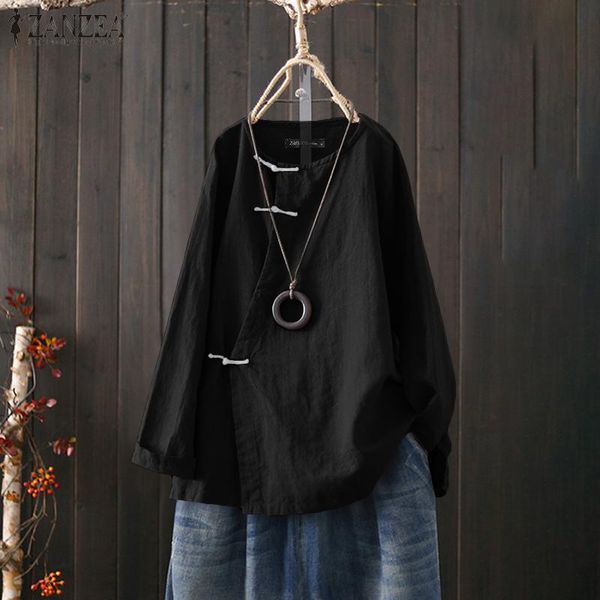 

women's blouses & shirts zanzea 2021 vintage women and casual long sleeve buttons down tunic blusas chemiser mujer plus size 7, White