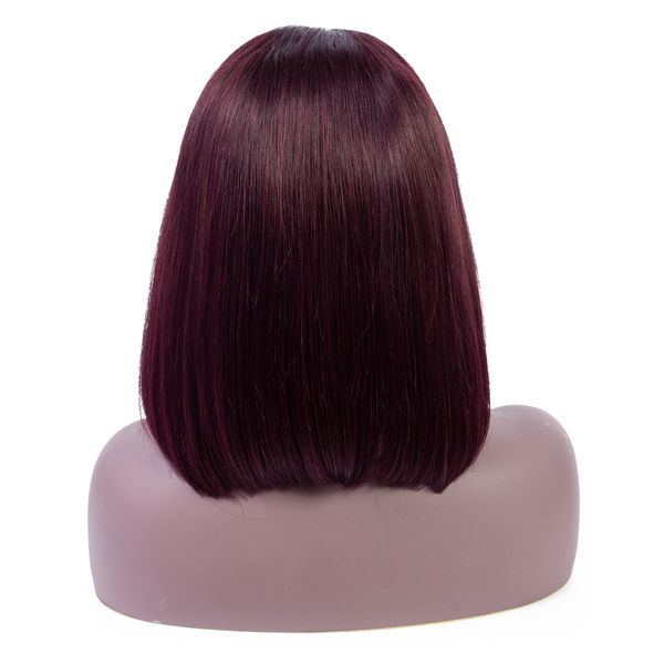

13x4 bob lace front wigs pre plucked natural color/ 99j /#27 brazilian remy 150% density short bob lace front human hair wig, Black