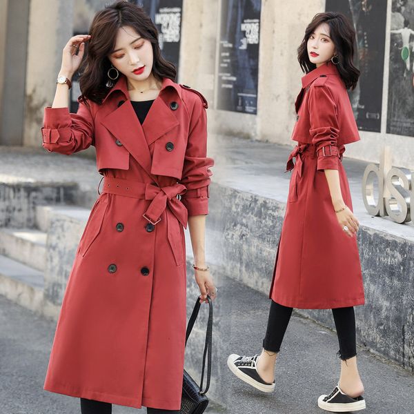 

babylovi ветровка девушки длинный фонд 2019 женщины осень маленький парень популярные англия ветер overknee пальто осень свободные пальто, Tan;black