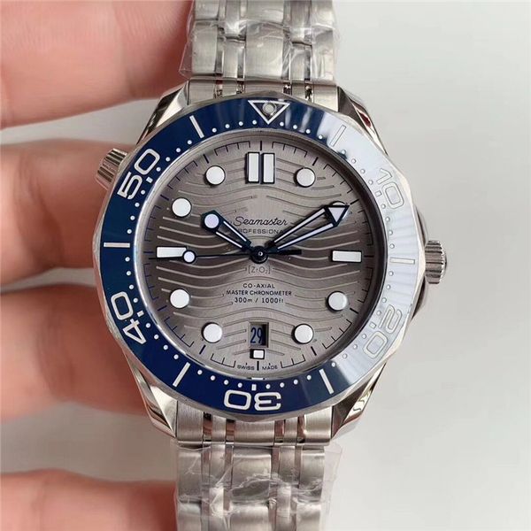 

om 1.80 300m diving watch montre de luxe diameter 42mm 8800 automatic mechanical movement ceramic dial fine steel watchband designer watches, Slivery;brown