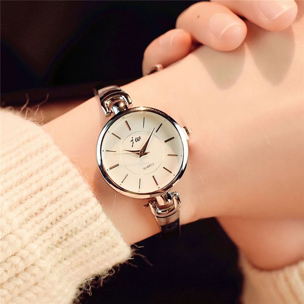

newly 1 pcs women lady student wrist quartz watch alloy strap round dial fashion for business party fif66, Slivery;brown