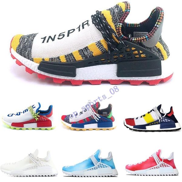 

19 nmd human race trail running shoes men women pharrell williams hu runner nerd black white cream yellow trainer sports sneakers size 36-45