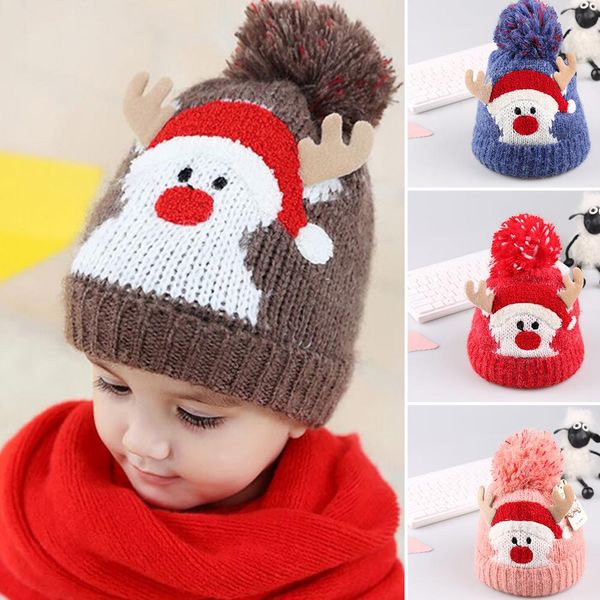 

cute elk baby girl boy pompom ball knitting hat winter warm beanie cap xmas gift