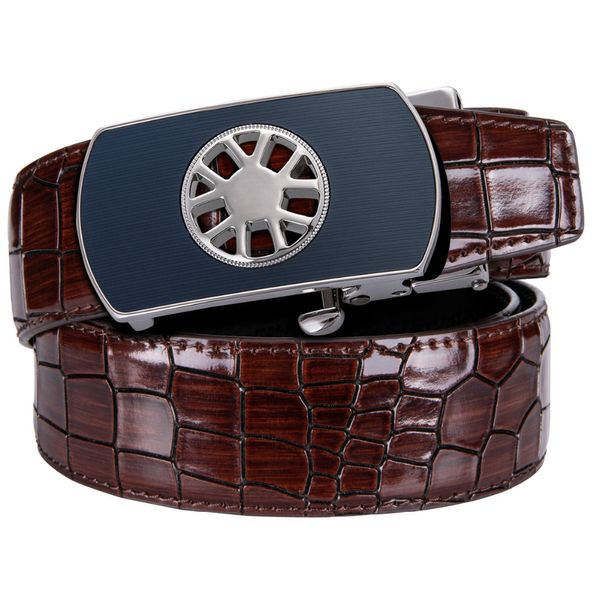 

barry.wang 2018 belt men genuine luxury leather belts for men crocodile pattern strap metal automatic buckle dk-2000, Black;brown