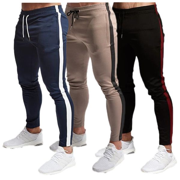 

men sweatpants gym clothing mens joggers pants spotr training streetwear stretch sweat man pantalones hombre tight trousers, Black