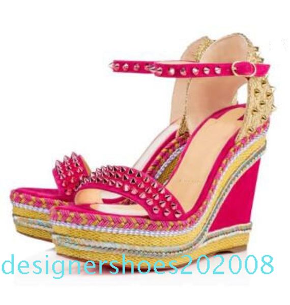 

elgant designer red bottom madmonica braided rope wedge ankle strap spikes gladiator sandals ladies summer sandals high heels d08, Black