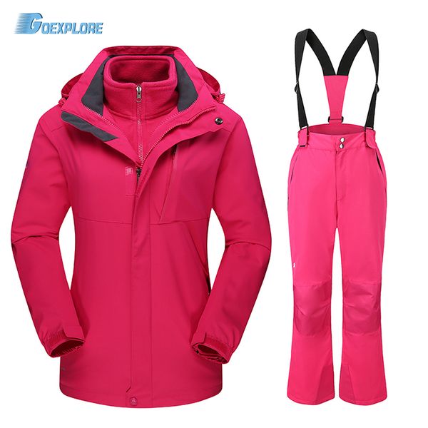 

goexplore skiing suit women brand thicken warm windproof breathable outdoor waterproof ski wear winter snow suit for female