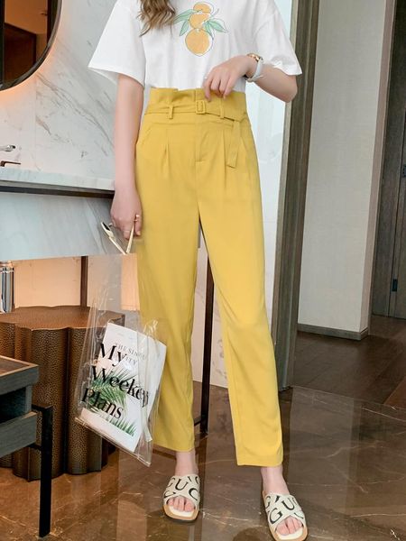 

mg small as high waist easy leisure time pants woman 2019 thin temperament directly cuffless trousers student black pants