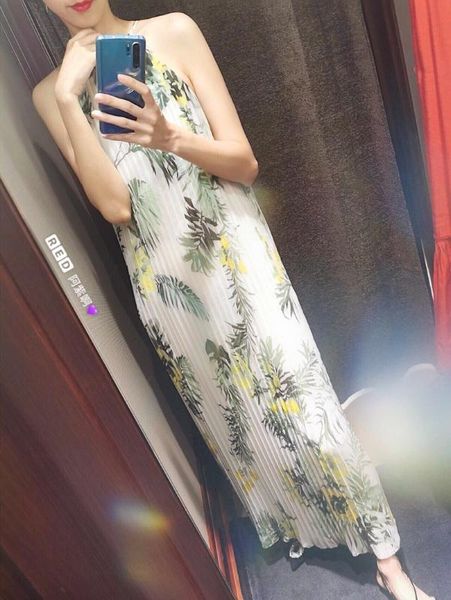 

women dress pleated bohemian floral print beach holiday midi dress, Black;gray