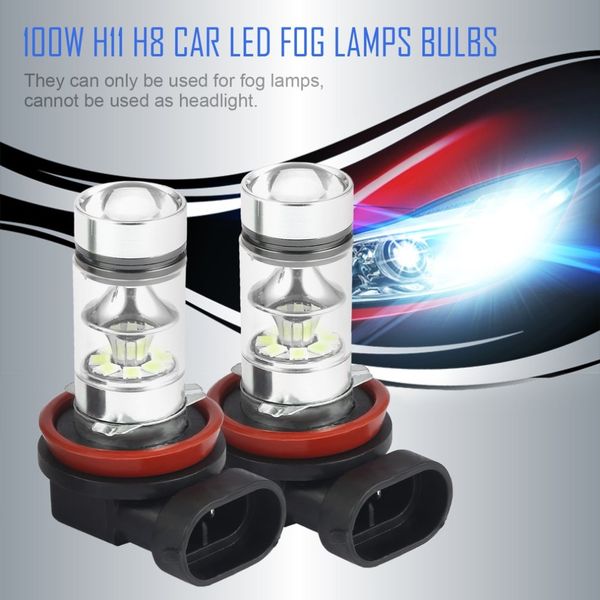 

2pcs h11 h8 8000k 100w led light bulbs high power blue light bulbs auto car front fog lamps driving for car accessories