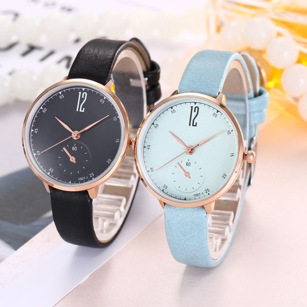 

2019 fashion leather band women watch analog quartz wristwatch round wrist watch, Slivery;brown