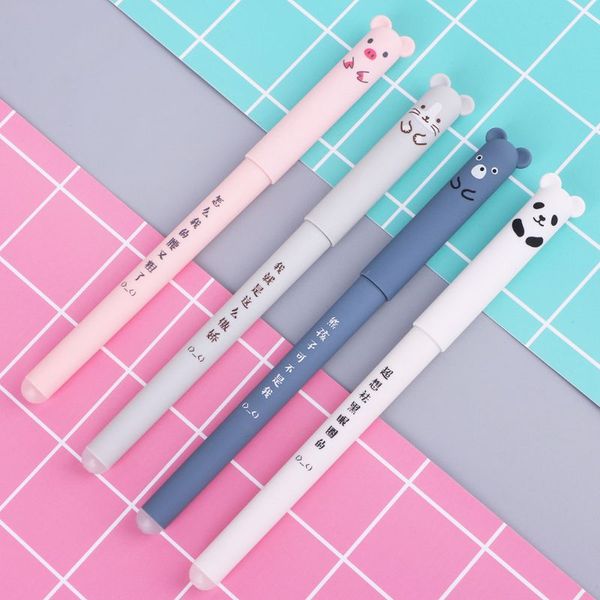 

4pcs kawaii cartoon gel pen erasable 0.35mm fine nibs school office stationery
