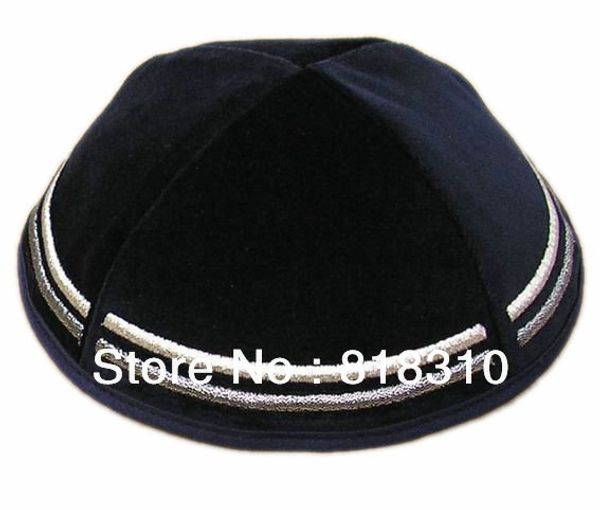 

20cm velvet embroidered jewish yarmulke kippah kippot, Blue;gray