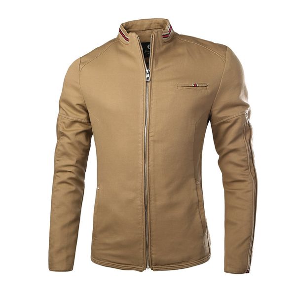 

jacket men's cotton wash stand collar jacket autumn and winter solid color coat men's 100% cotton thick warm large size, Black;brown