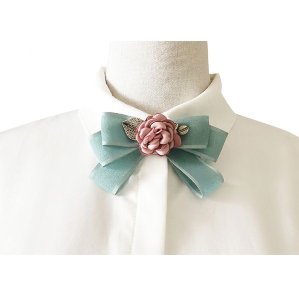 

new women bowtie solid flower bow tie fashion female bowknot girl l waitress neck wear flower brooch shirt accessories, Blue;purple