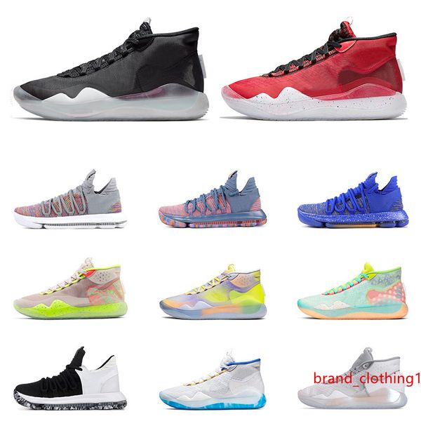 

2019 new kd 10 12 men basketball shoes black white finals university red eybl 90s kid multi color all trainers sports sneaker size7-12