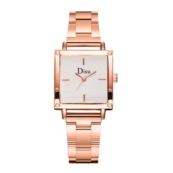 

disu high end women wristwatch fashion metal steel strip square dial quality ladies watch clock zegarek damski #a, Slivery;brown
