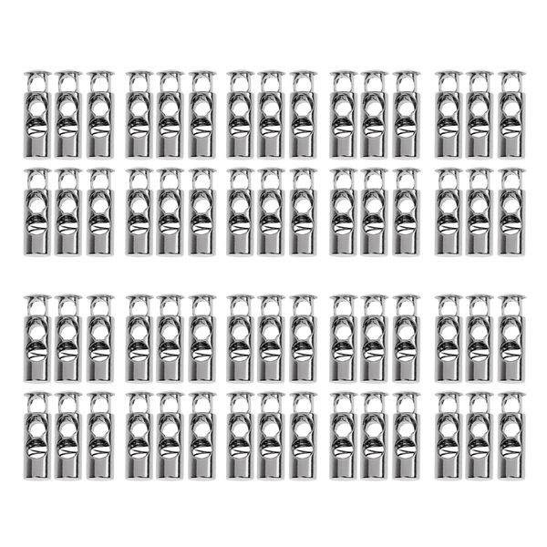 

set of 60 cord sers / cord clamps double holes for ropes, jackets, made of zinc alloy, Black