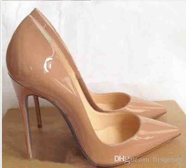 

оптовая лакированной кожи женщины черный овчины nude poined toe женщины насосы, мода красной подошвой высокие каблуки обувь для женщин сваде, Black