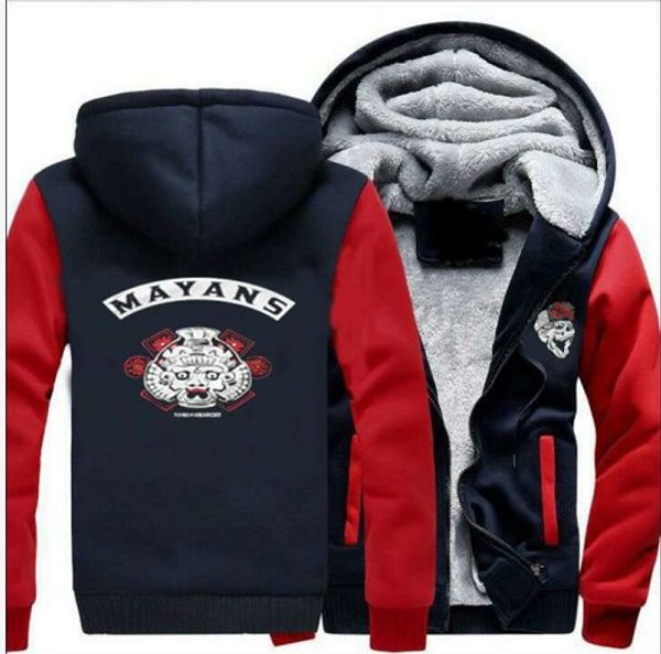 

4 colors us size s-5xl women/men mayans print thicken hoodies winter woolen zipper coat casual velvet jacket, Black