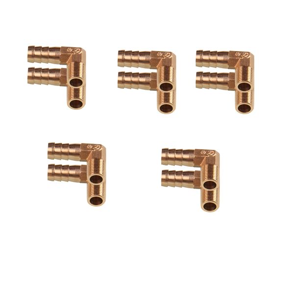 

10x 1/8 bsp fitting elbow brass 90 degree male thread connector hose 6mm
