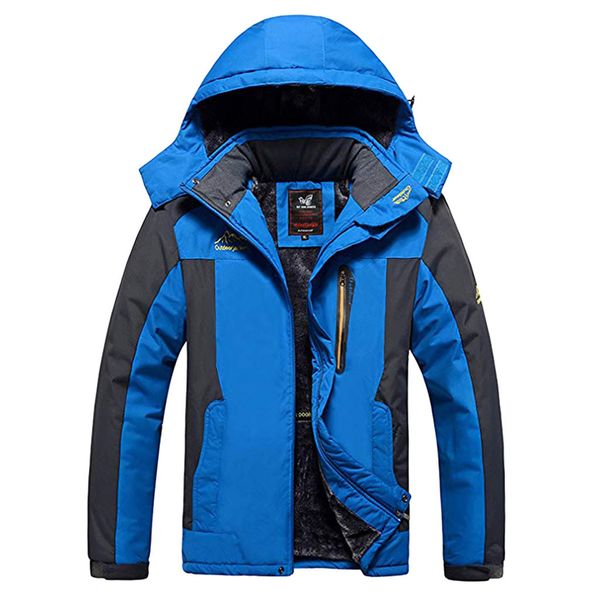 

men's autumn and winter long-sleeved hooded zipper fleece outdoor jacket long-sleeved hooded plus velvet large size outdoor jack, Black;brown