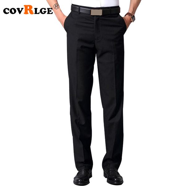 

covrlge men's trousers new male business pants solid black clothes spring summer comfortable long straight pants mkz004, White;black