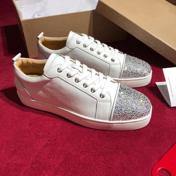 

fashion designer spikes flats shoes red bottom shoes for women mens luxury party lovers genuine leather sneakers cu09, Black