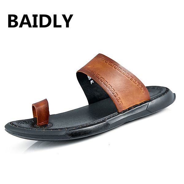 

classic men sandals comfortable men summer sandals shoes genuine leather roman comfortable shoes, Black
