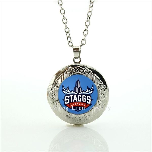 

new fashionable stylish women jewelry locket necklace chicago staggs logo picture accessory for women nf012