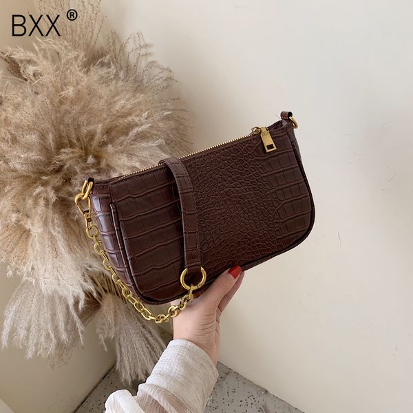 

bxx] crocodile pattern leather crossbody bags for women 2020 spring fashion shoulder messenger bag female chain handbags hl615